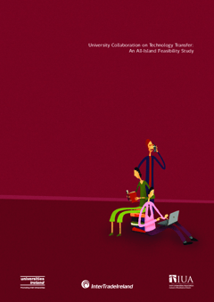 Dark red cover of the report featuring cartoons of three people, using a phone, a laptop and reading a book.